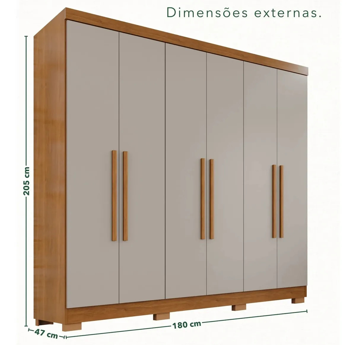 Guarda-roupa com preço barato de Casal 6 Portas 2 Gavetas França Espresso Móveis cor cinamomo off-white - Imagem 2