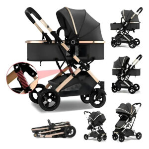 O melhor carrinho de bebê 3 Em 1 ,dobrável,versátil E Prático! Reversíve Preto