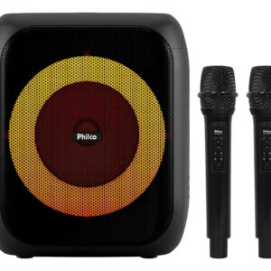 Compre aqui Caixa de Som Amplificada Philco Extreme Bluetooth 5.3 480W 2 Microfones TWS Flash Light