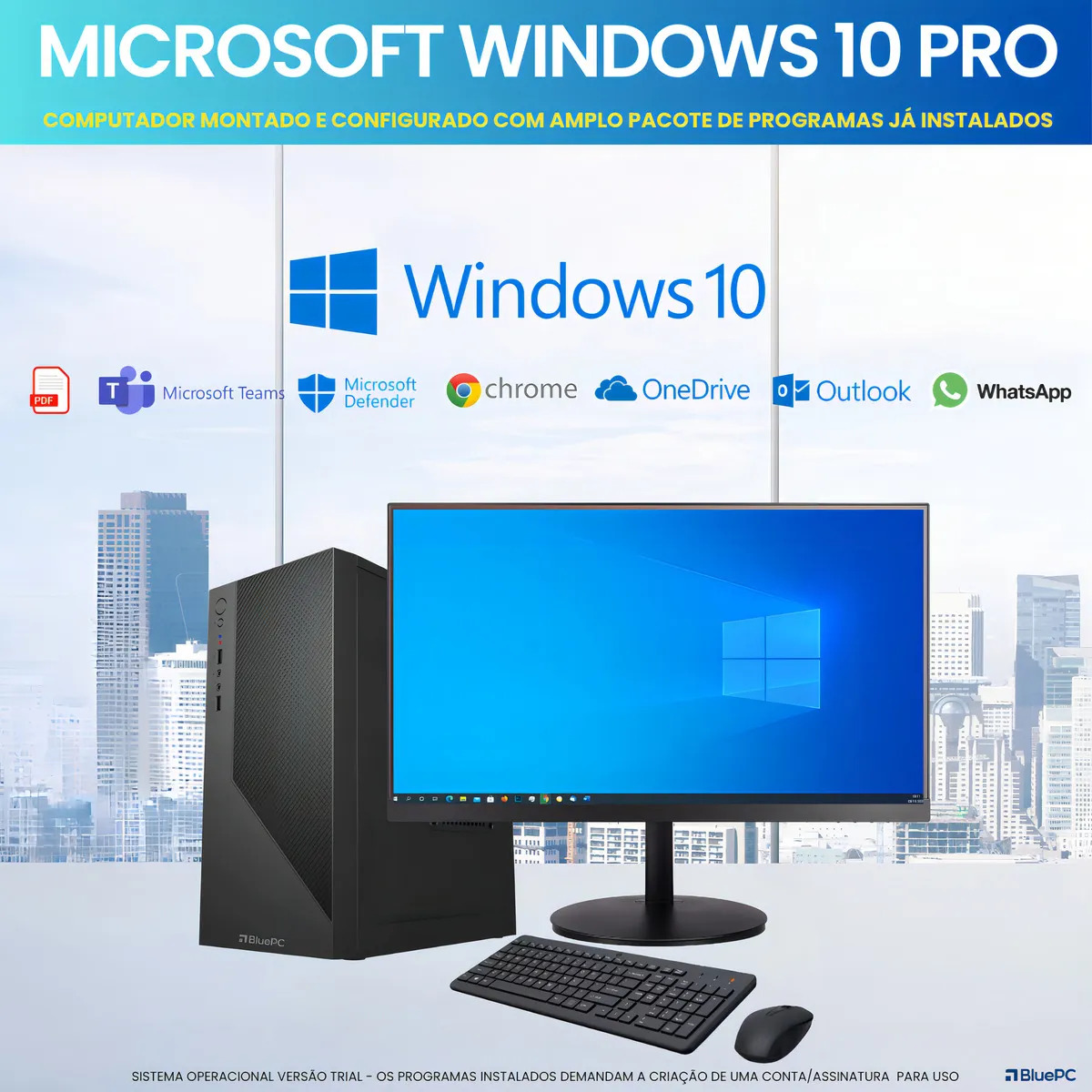 Computador Especial com Bom Preço BluePC Office Intel Core i5 4570 (4ª Geração), 16GB RAM, 240GB SSD, Monitor 20" 75hz HDMI, Windows 10 Pro - CDF-099OF - Imagem 3