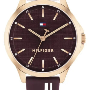 Lindo Relógio Tommy Hilfiger Chloe Feminino Especial Em Borracha Vinho 1782 Vinho
